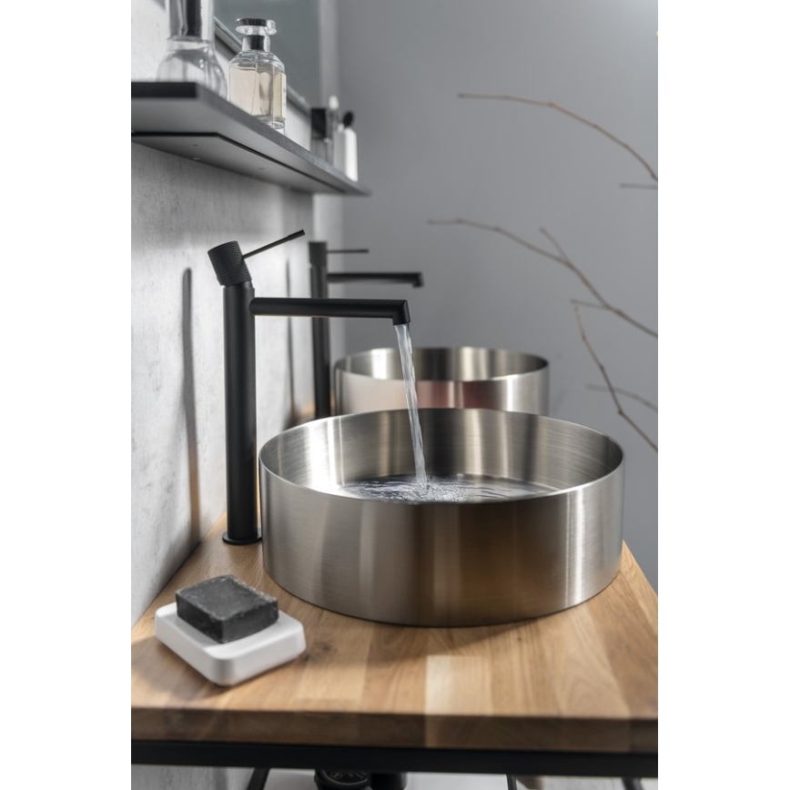 Sapho - Μπαταρία νιπτήρα SOLARIS 32 εκ. ματ μαύρη