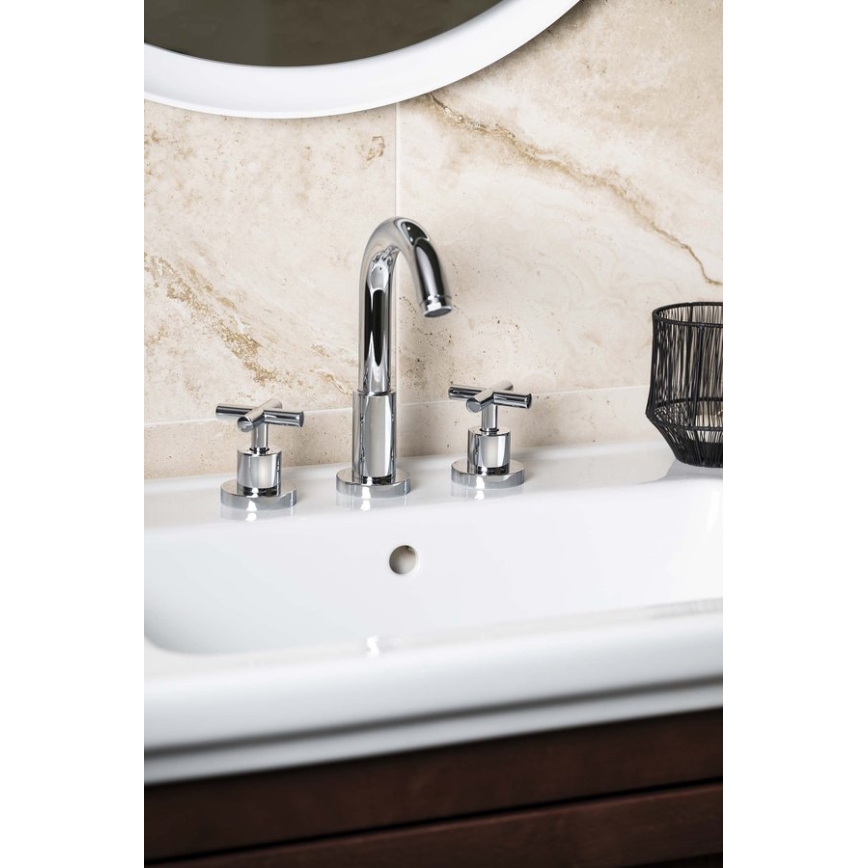 Sapho - Μπαταρία νιπτήρα για 3 οπές AXIA RETRO 23,8 cm σε γυαλιστερό χρώμιο