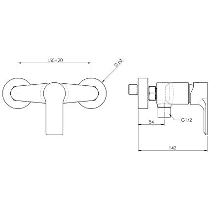 Sapho - Μπαταρία ντους PAX ματ μαύρο