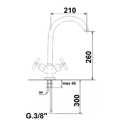 Sapho - Μπαταρία νεροχύτη AXIA σε γυαλιστερό χρώμιο