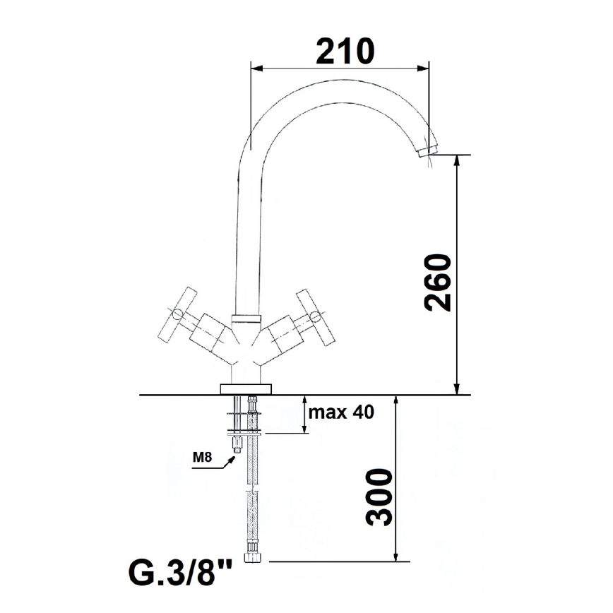 Sapho - Μπαταρία νεροχύτη AXIA σε γυαλιστερό χρώμιο