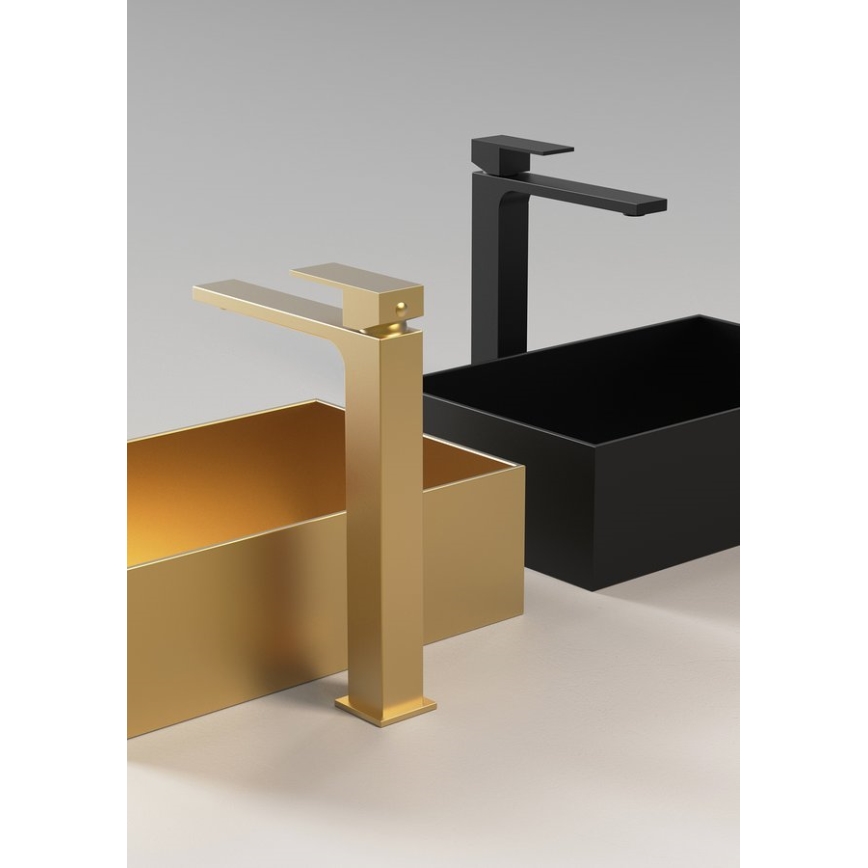 Sapho - Μπαταρία νιπτήρος CUBEMIX 27,8 cm ματ μαύρο