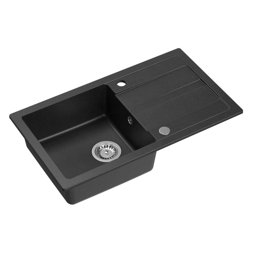 Sapho - Νεροχύτης κουζίνας 77x44 cm γρανιτένιος/μαύρος