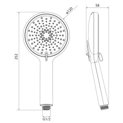 Sapho - Χειρολαβή ντους με λειτουργία ξεπλύματος, γυαλιστερό χρώμιο