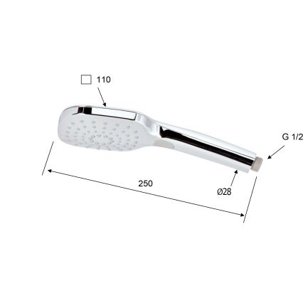 Sapho - Χειρολαβή ντους με κουμπί, γυαλιστερό χρώμιο