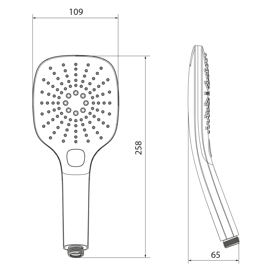 Sapho - Χειρολαβή ντους με κουμπί, γυαλιστερό χρώμιο