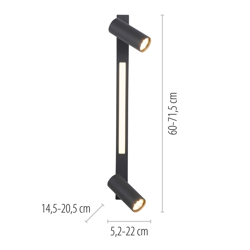 Schöner Wohnen 11793-18 - LED σποτ φωτιστικό DANTE 2xGU10/10W/230V + LED/7,2W μαύρο