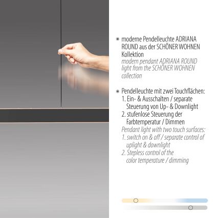 Schöner Wohnen 12577-18 - Ρυθμιζόμενο LED κρεμαστό φωτιστικό με καλώδιο ADRIANA ROUND 2xLED/24W/230V 2700/3000/3500/4000/5000K μαύρο