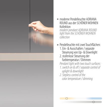 Schöner Wohnen 12577-39 - Ρυθμιζόμενο LED κρεμαστό φωτιστικό σε καλώδιο ADRIANA ROUND 2xLED/24W/230V 2700/3000/3500/4000/5000K γκρι