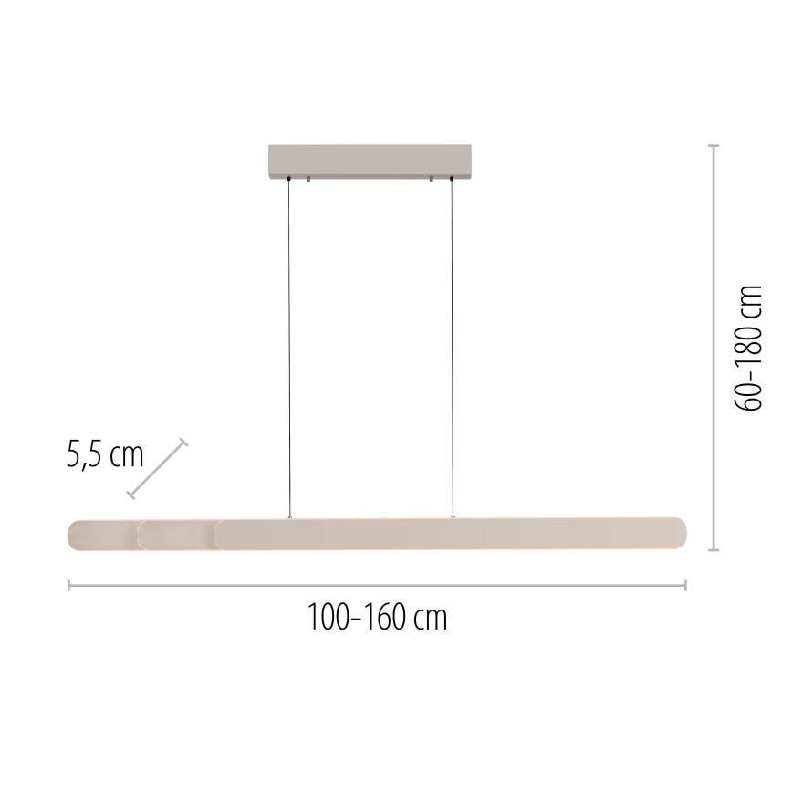 Schöner Wohnen 12577-39 - Ρυθμιζόμενο LED κρεμαστό φωτιστικό σε καλώδιο ADRIANA ROUND 2xLED/24W/230V 2700/3000/3500/4000/5000K γκρι