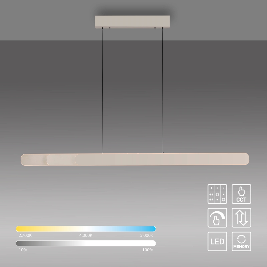 Schöner Wohnen 12577-39 - LED ρυθμιζόμενο κρεμαστό φωτιστικό με καλώδιο ADRIANA ROUND 2xLED/24W/230V 2700/3000/3500/4000/5000K 160 cm γκρι