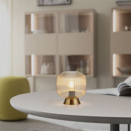 Schöner Wohnen 13573-27 - Επιτραπέζιο φωτιστικό NAMI 1xE27/25W/230V χρυσό/μπεζ/καπνιστό