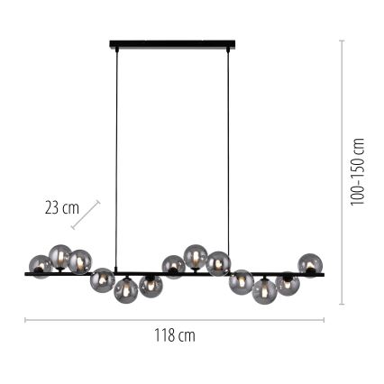 Schöner Wohnen 14504-18 - LED κρεμαστό φωτιστικό σε καλώδιο DUBAI 13xG9/3W/230V μαύρο/καπνιστό