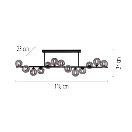 Schöner Wohnen 14505-18 - LED πολυέλαιος σε ράβδο DUBAI 13xG9/3W/230V μαύρο/καπνιστό
