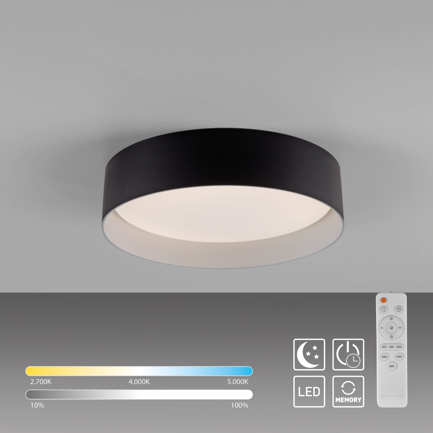 Schöner Wohnen 14593-18 - Ρυθμιζόμενο LED φωτιστικό οροφής TAVOLI LED/10W/230V 2700-6500K διάμ. 28,5 cm μαύρο + τηλεχειριστήριο