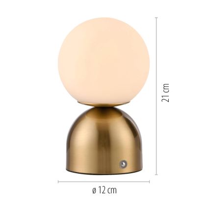 Schöner Wohnen 19218-12 - Ρυθμιζόμενη επιτραπέζια λάμπα LED RUDI με λειτουργία αφής, επαναφορτιζόμενη, LED/1,2W/5V 3000-6000K 1200 mAh, χρυσή