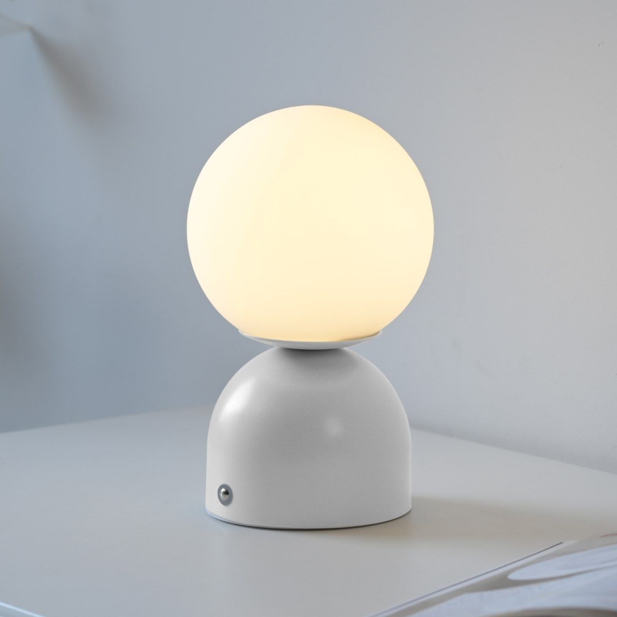 Schöner Wohnen 19218-16 - RUDI επιτραπέζια επαναφορτιζόμενη LED λάμπα, ρυθμιζόμενη με αφή, LED/1,2W/5V 3000-6000K 1200 mAh, λευκή