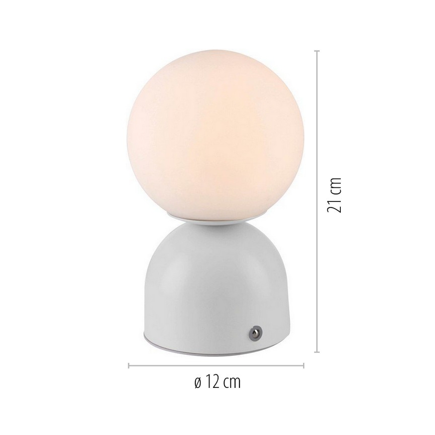 Schöner Wohnen 19218-16 - RUDI επιτραπέζια επαναφορτιζόμενη LED λάμπα, ρυθμιζόμενη με αφή, LED/1,2W/5V 3000-6000K 1200 mAh, λευκή