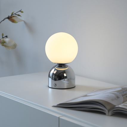 Schöner Wohnen 19218-17 - Ρυθμιζόμενο LED επιτραπέζιο φωτιστικό RUDI με λειτουργία αφής, επαναφορτιζόμενο, LED/1,2W/5V 3000-6000K 1200 mAh, γυαλιστερό χρώμιο