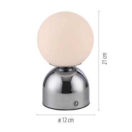 Schöner Wohnen 19218-17 - Ρυθμιζόμενο LED επιτραπέζιο φωτιστικό RUDI με λειτουργία αφής, επαναφορτιζόμενο, LED/1,2W/5V 3000-6000K 1200 mAh, γυαλιστερό χρώμιο