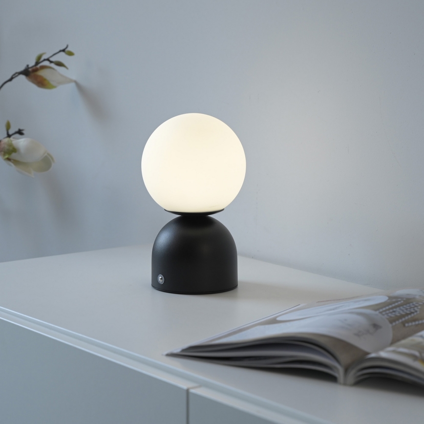 Schöner Wohnen 19218-18 - Επαναφορτιζόμενη επιτραπέζια LED λάμπα RUDI, ρυθμιζόμενη με έλεγχο αφής, LED/1,2W/5V 3000-6000K 1200 mAh, μαύρη