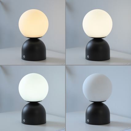 Schöner Wohnen 19218-18 - Επαναφορτιζόμενη επιτραπέζια LED λάμπα RUDI, ρυθμιζόμενη με έλεγχο αφής, LED/1,2W/5V 3000-6000K 1200 mAh, μαύρη