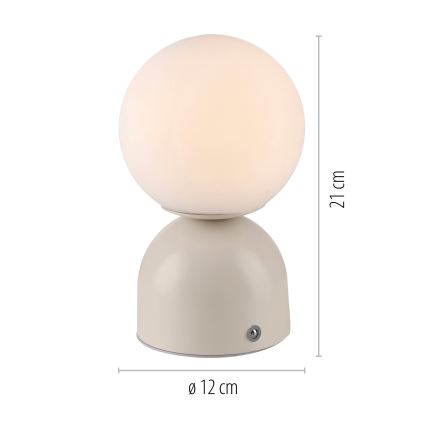 Schöner Wohnen 19218-39 - Ρυθμιζόμενο επιτραπέζιο φωτιστικό LED RUDI, επαναφορτιζόμενο με έλεγχο αφής, LED/1,2W/5V 3000-6000K 1200 mAh γκρι