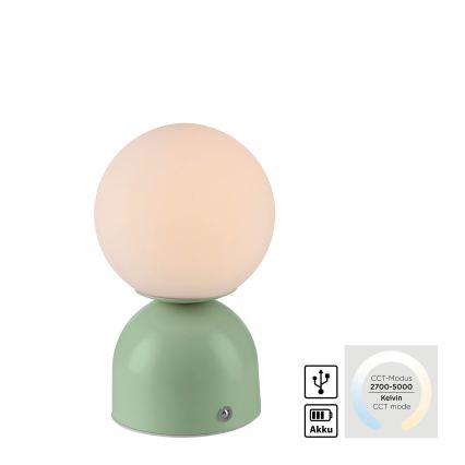 Schöner Wohnen 19218-43 - Ρυθμιζόμενη επιτραπέζια επαναφορτιζόμενη λάμπα LED με έλεγχο αφής RUDI LED/1,2W/5V 3000-6000K 1200 mAh πράσινη