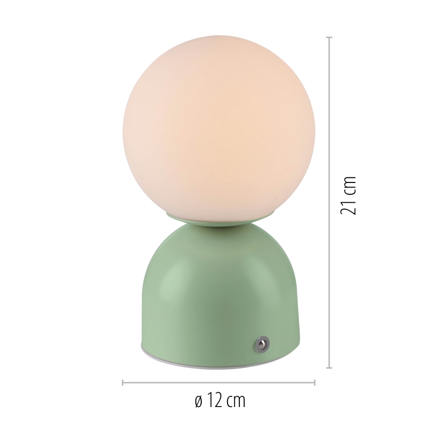 Schöner Wohnen 19218-43 - Ρυθμιζόμενη επιτραπέζια επαναφορτιζόμενη λάμπα LED με έλεγχο αφής RUDI LED/1,2W/5V 3000-6000K 1200 mAh πράσινη