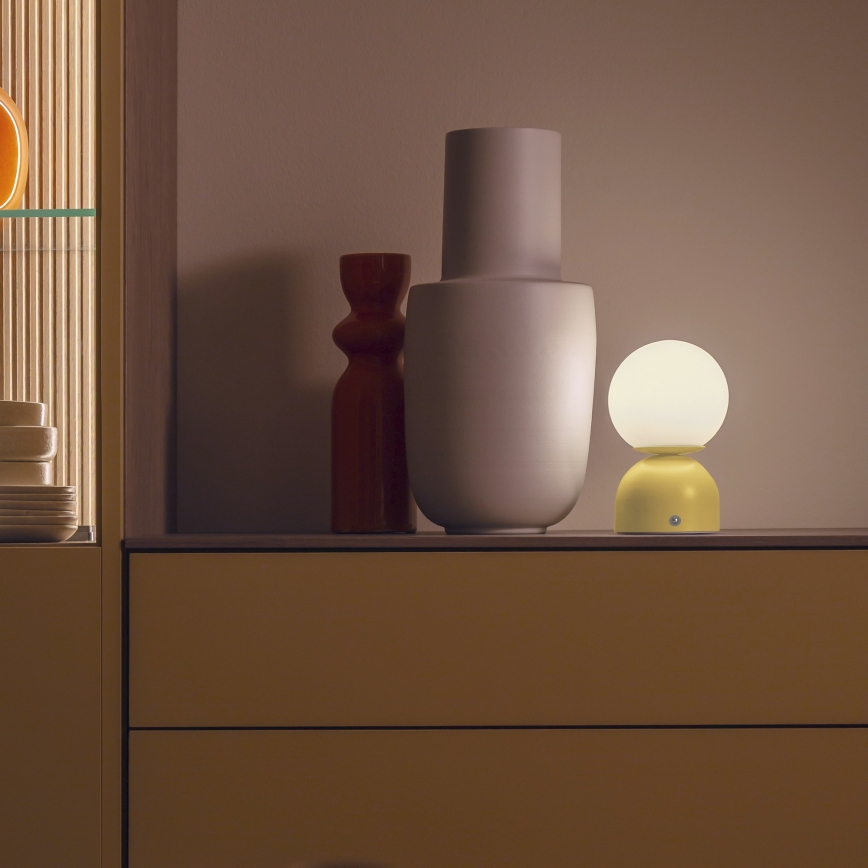 Schöner Wohnen 19218-81 - Επαναφορτιζόμενη επιτραπέζια λάμπα RUDI LED, ρυθμιζόμενη με έλεγχο αφής, LED/1,2W/5V 3000-6000K 1200 mAh κίτρινη