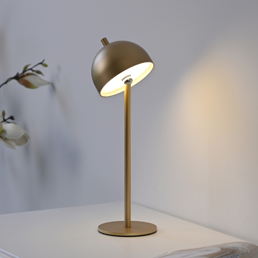 Schöner Wohnen 19244-12 - Επιτραπέζια εξωτερική LED λάμπα BELLIS, ρυθμιζόμενη έντασης φωτός, με έλεγχο αφής και επαναφορτιζόμενη, LED/2,5W/5V 2600 mAh IP54, χρυσή