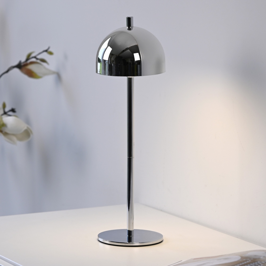 Schöner Wohnen 19244-17 - LED ρυθμιζόμενη με έλεγχο αφής, επαναφορτιζόμενη εξωτερική επιτραπέζια λάμπα BELLIS LED/2,5W/5V 2600 mAh IP54 γυαλιστερό χρώμιο