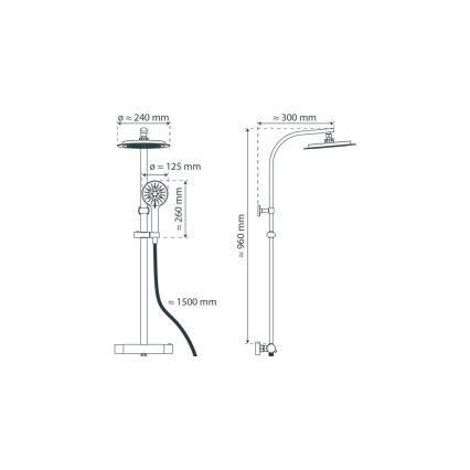 Schütte 60046 - Σετ ντους με θερμοστατική μπαταρία MADURA FRESH σε γυαλιστερό χρώμιο