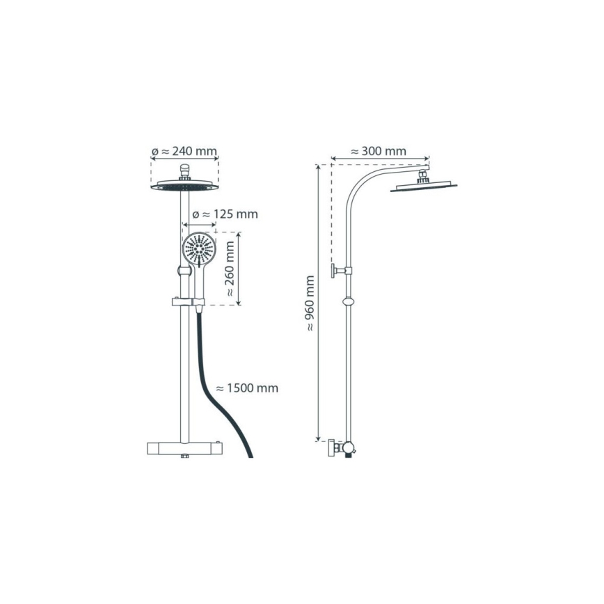 Schütte 60046 - Σετ ντους με θερμοστατική μπαταρία MADURA FRESH σε γυαλιστερό χρώμιο