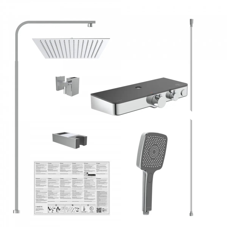 Schütte 60531 - Σετ ντους με θερμοστατική μπαταρία OCEAN, γυαλιστερό χρώμιο/ανθρακί