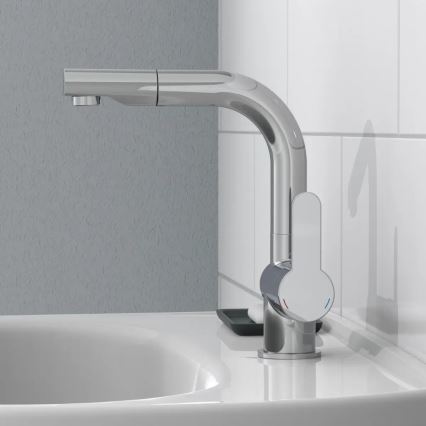 Schütte 79710 - Μπαταρία νεροχύτη με αποσπώμενη κεφαλή ψεκασμού LONDON, σε γυαλιστερό χρώμιο