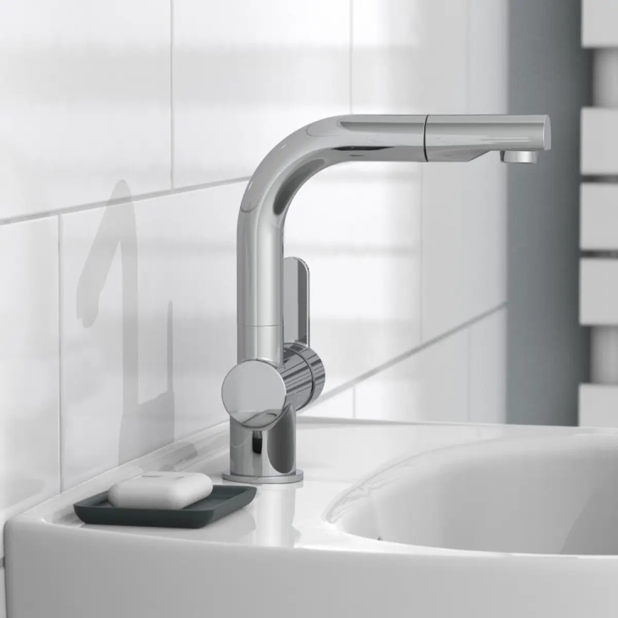 Schütte 79710 - Μπαταρία νεροχύτη με αποσπώμενη κεφαλή ψεκασμού LONDON, σε γυαλιστερό χρώμιο
