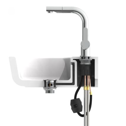 Schütte 79710 - Μπαταρία νεροχύτη με αποσπώμενη κεφαλή ψεκασμού LONDON, σε γυαλιστερό χρώμιο