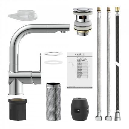 Schütte 79710 - Μπαταρία νεροχύτη με αποσπώμενη κεφαλή ψεκασμού LONDON, σε γυαλιστερό χρώμιο