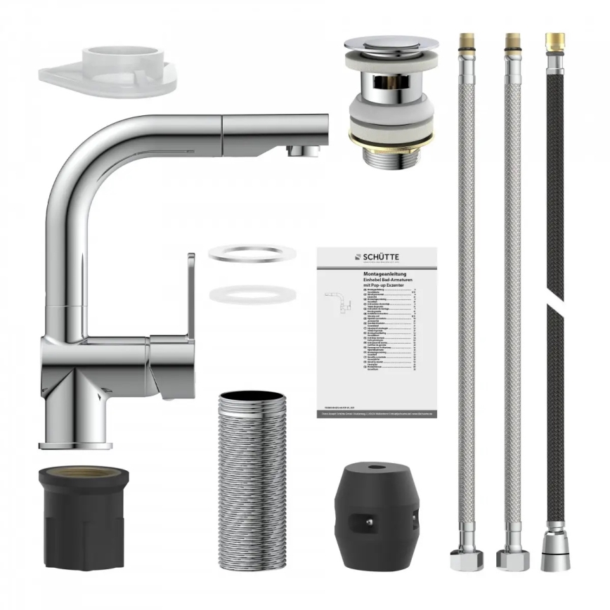 Schütte 79710 - Μπαταρία νεροχύτη με αποσπώμενη κεφαλή ψεκασμού LONDON, σε γυαλιστερό χρώμιο