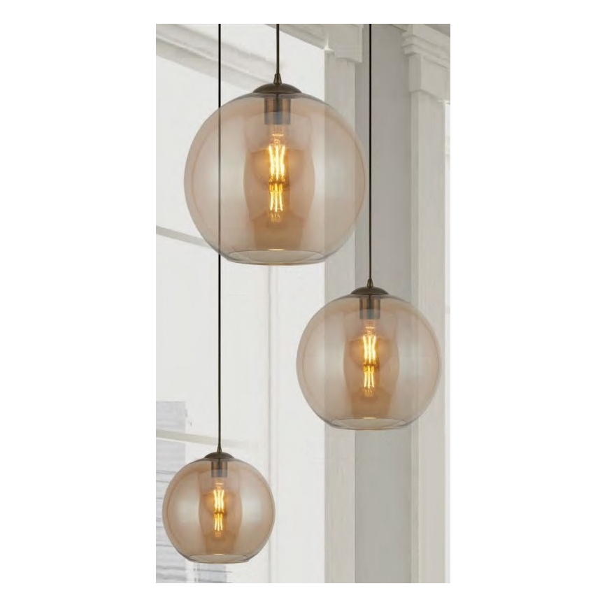 Searchlight - Πολύφωτο σε σχοινί BALL 1xE27/60W/230V καφέ
