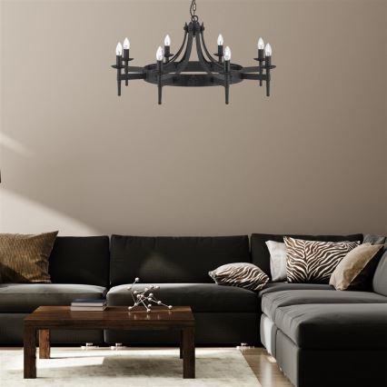 Searchlight - Πολυέλαιος με αλυσίδα CARTWHEEL 8xE14/60W/230V μαύρο