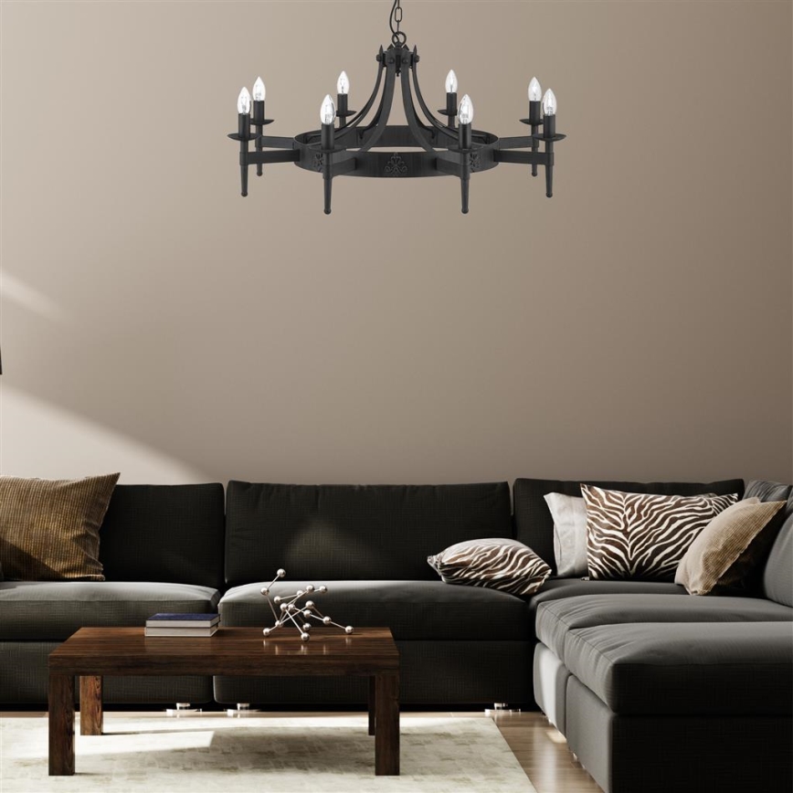 Searchlight - Πολυέλαιος με αλυσίδα CARTWHEEL 8xE14/60W/230V μαύρο