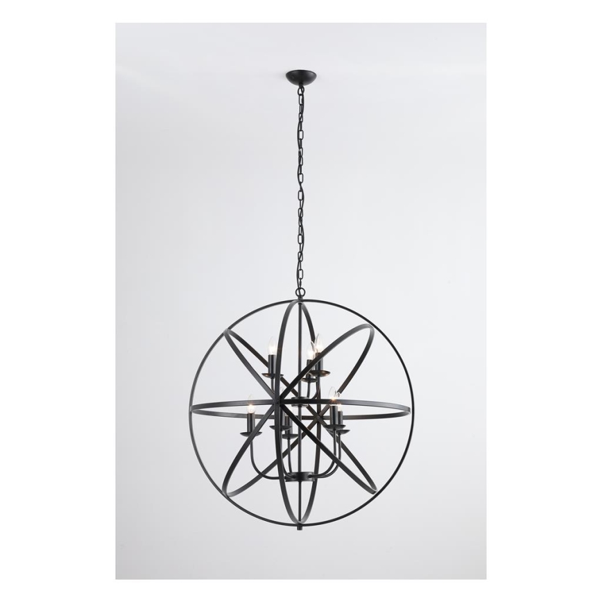 Searchlight - Πολυέλαιος με αλυσίδα ORBIT 8xE14/60W/230V μαύρος