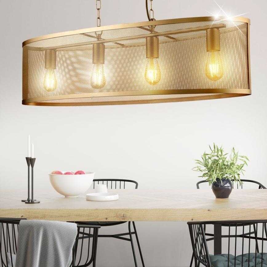 Searchlight - Πολύφωτο σε αλυσίδα FISHNET 4xE27/60W/230V χρυσαφί