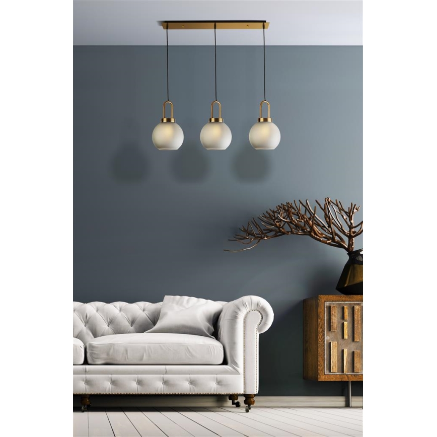 Searchlight - Κρεμαστό φωτιστικό οροφής ράγα SNOWDROP 3xE27/60W/230V ορείχαλκος