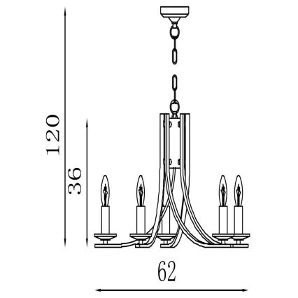 Searchlight - Πολυέλαιος με αλυσίδα ASCONA 5xE14/60W/230V