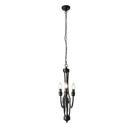 Searchlight - Πολύφωτο με αλυσίδα LODGE 5xE14/60W/230V μαύρο