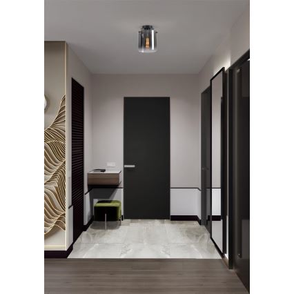 Searchlight - Φωτιστικό οροφής SWEDEN, 1xE27/60W/230V, διάμ. 22 cm, μαύρο/καπνιστό