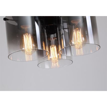 Searchlight - Φωτιστικό οροφής SWEDEN 3xE27/60W/230V διάμ. 39 εκ. μαύρο/καπνιστό